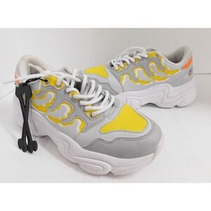 Brand X BrandX.Studio Yellow Gray White Lace-Up Low Top sz 7